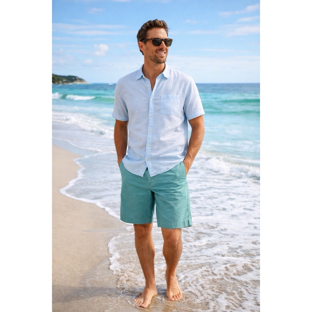 Columbia Sportswear Men's Teal Chino‎ Shorts Size 36 Cotton Casual Outdoor